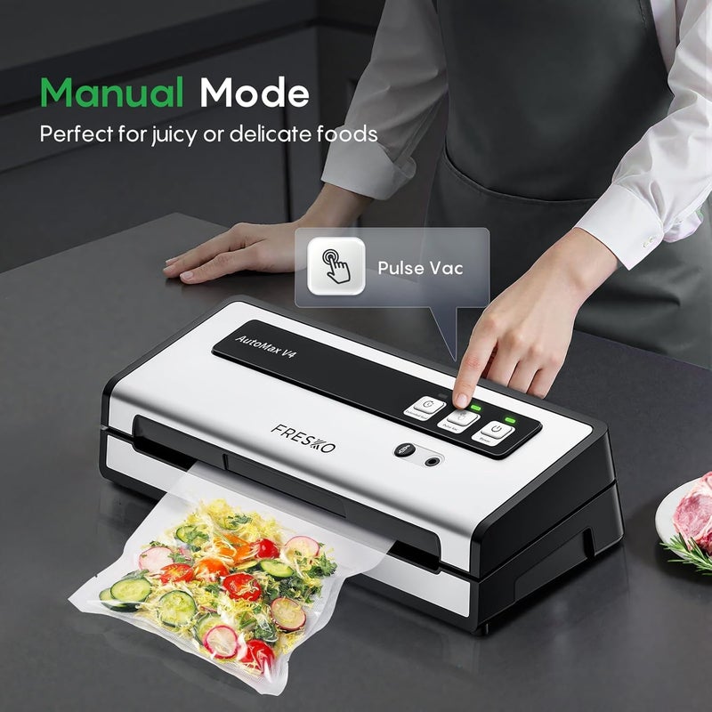 Fresko Vacuum Sealer Machine with Automatic Bag Detection, Mason Jar Vacuum Accessory Set, Double Heat Seal, Easy to Use, Starter Kits - Image 4